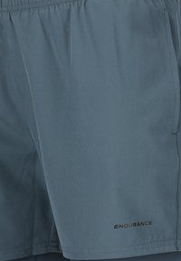 Heren sportshorts in een medium blauwe kleur, gemaakt van lichtgewicht stof met een elastische tailleband en het woord "ENDURANCE" gedrukt op het onderbeen.