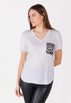 WT CAT V-NECK - Print T-shirt - white