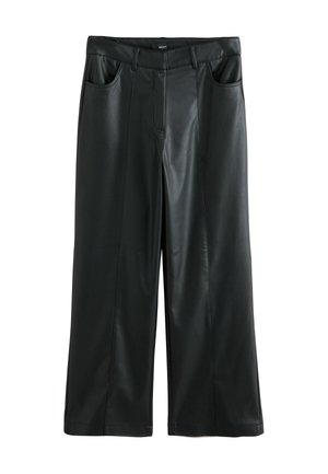 Next, FAUX LEATHER TEXTURED WIDE LEG TROUSERS - Wide Leg - black