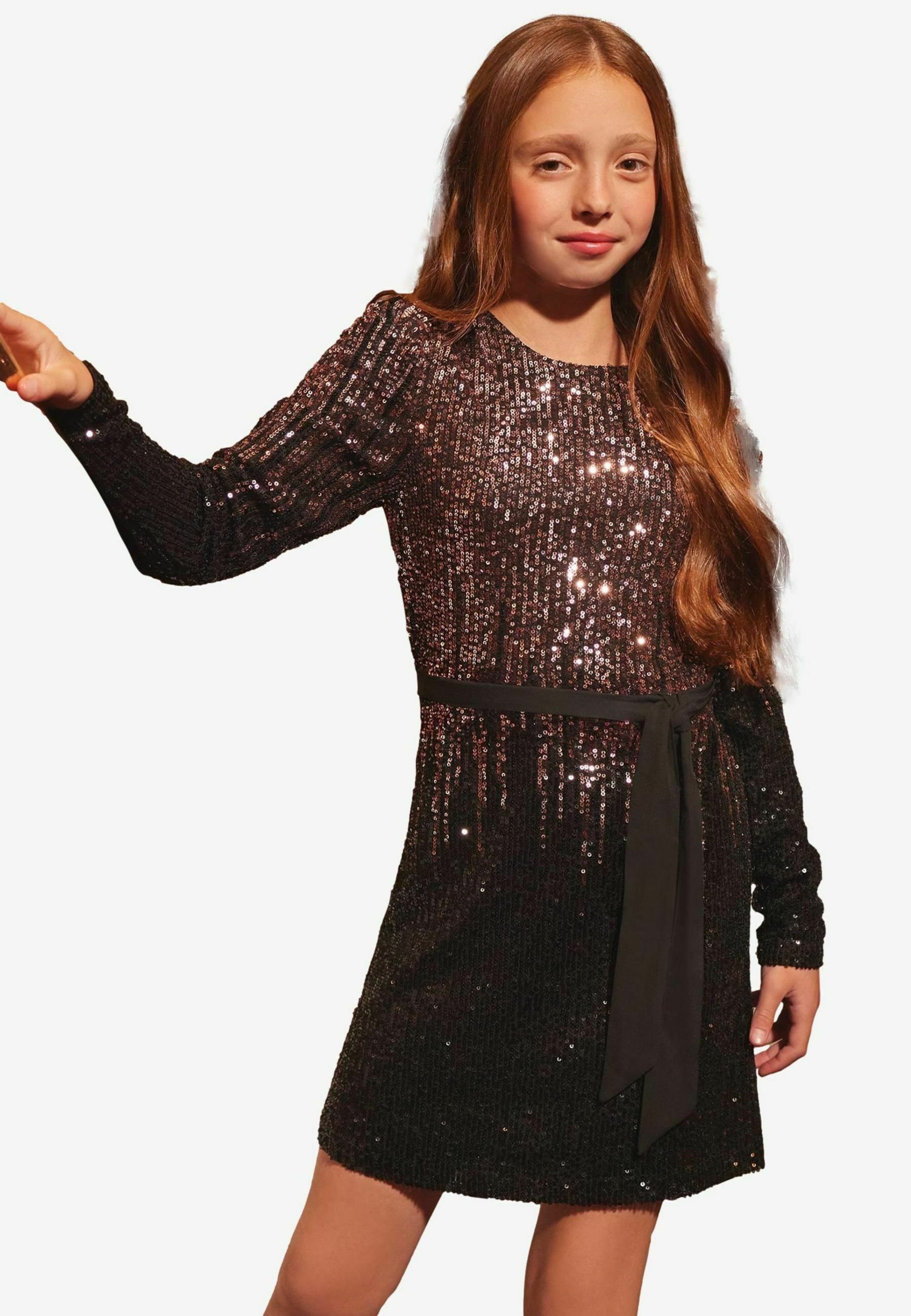 black and rose gold cocktail dress STELLINA main image 0