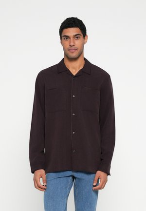 GLOSSY CAMP COLLAR EASY SHIRT - Ing - mocha brown