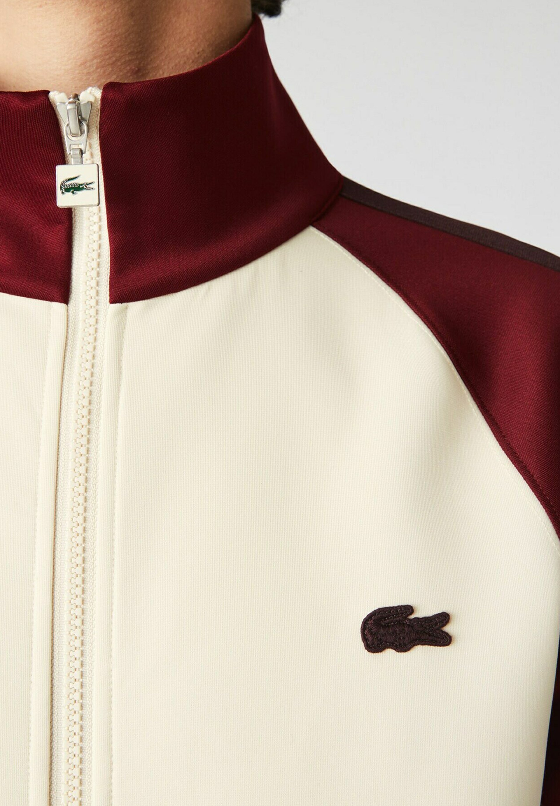 Lacoste Felpa con zip - beige / bordeaux / marron/beige - Zalando.it