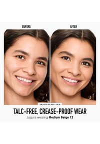 Dos retratos uno al lado del otro que muestran diferencias claras en la piel. A la izquierda hay imperfecciones visibles; a la derecha se muestra una piel suave y de tono uniforme.