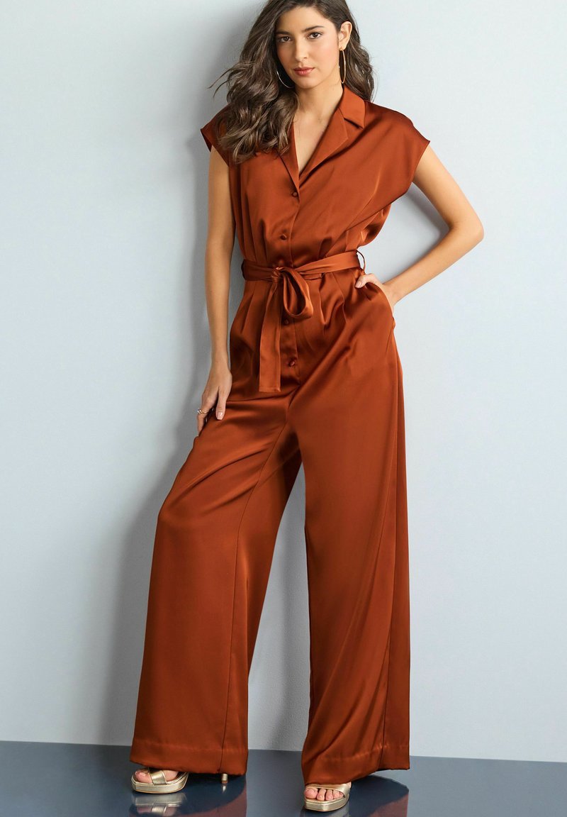 Next BELTED WIDE LEG STANDARD Jumpsuit bronze brown/brown Zalando.de