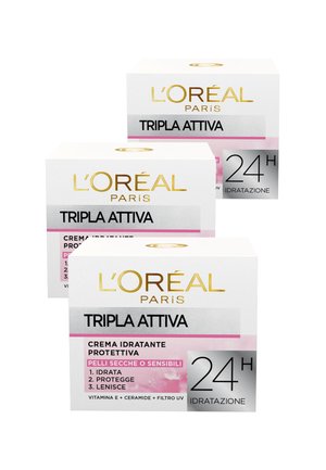 L'ORÉAL PARIS CREMA IDRATANTE VISO TRIPLA ATTIVA, IDRATA, PROTEGGE E LENISCE LA PELLE, PER PELLI SECCHE E SENSIBILI, 50 ML - 3 PACK - Crema da giorno