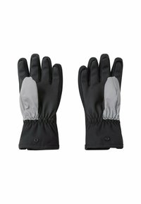 Guanti isolanti neri e grigi con design aderente, polsini elasticizzati e presa testurizzata sul palmo. Realizzati con materiali resistenti alle intemperie.