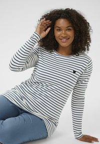 Kaffe Curve T-shirt à manches longues - chalk/bering sea/black heart