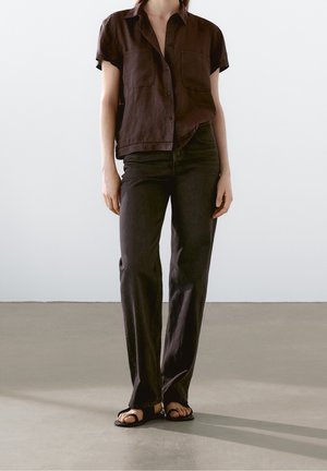Button-down blouse - dark brown