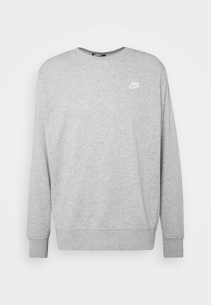 Felpa grigia realizzata in tessuto morbido, con maniche lunghe, collo tondo e un piccolo logo Nike bianco sul petto.