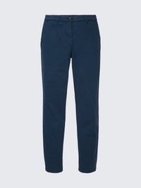 Marineblauwe broek van een katoenmix, met een rechte snit, voorste knoopsluiting en standaardzakken voor praktisch gebruik.