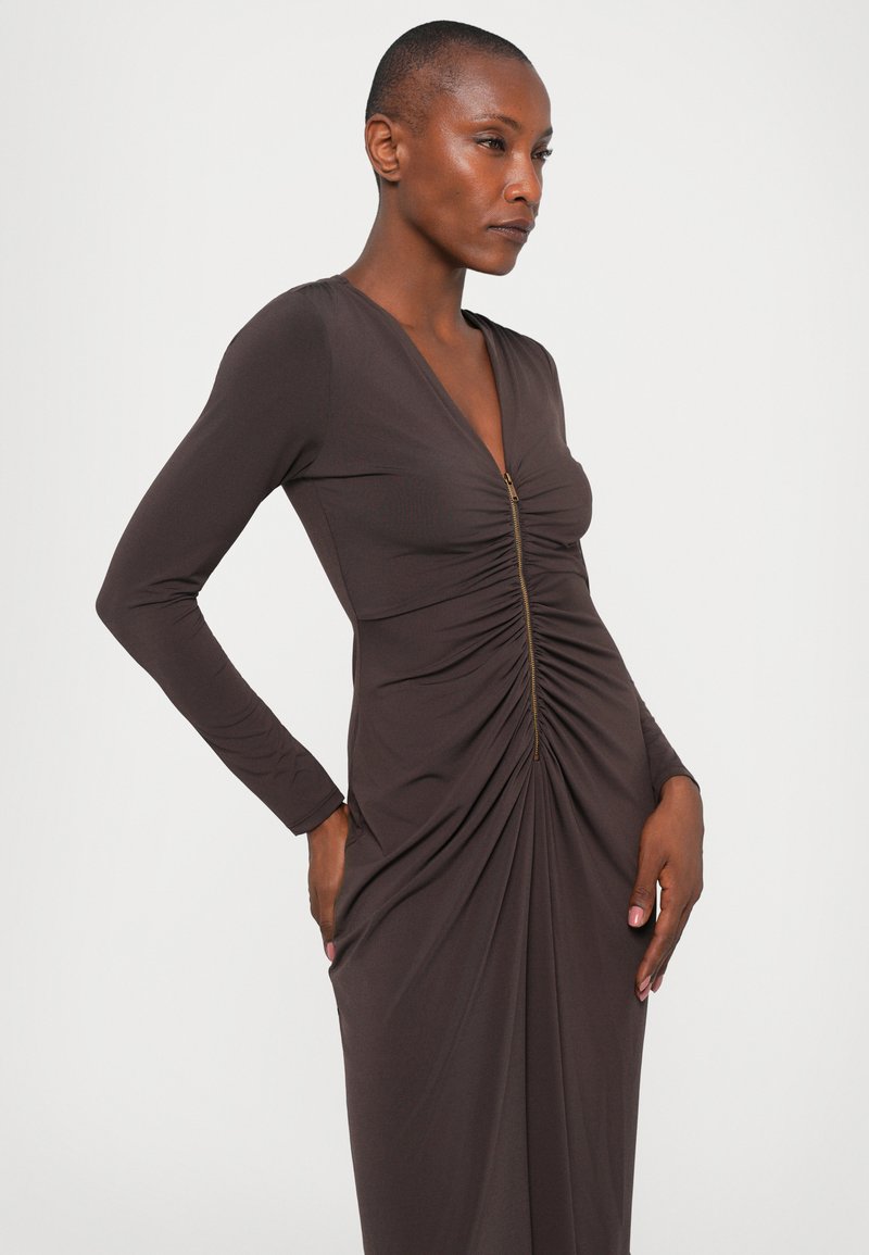 jersey dress with zip Sosandar Black & White Contrast Trim Zip Front Fit & Flare Jersey Dress