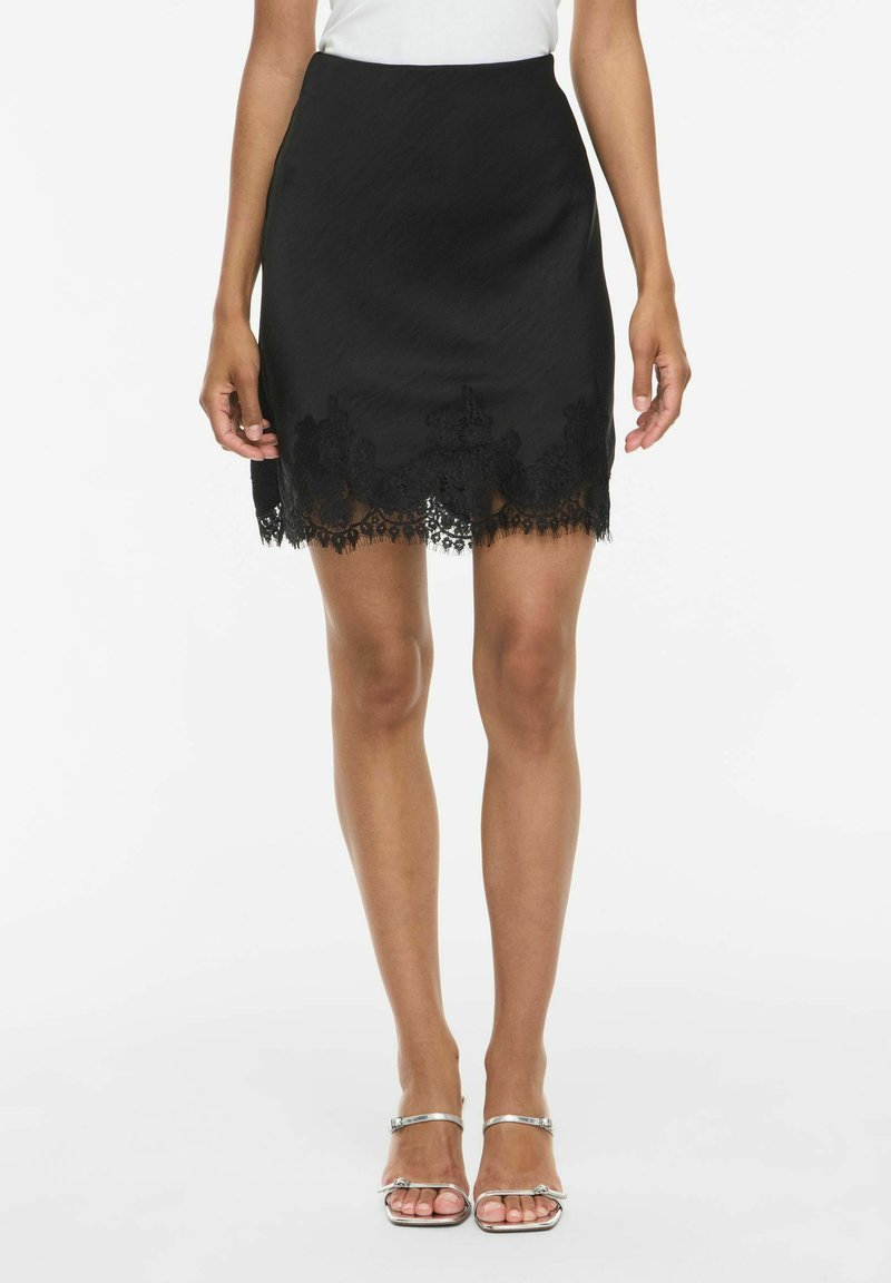 VILA MINI SKIRT VIEVINDA LACE - Minijupe - black