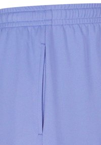 Lyseblå atletiske shorts med mesh-textur, elastisk talje og en sidelomme, designet til komfort og holdbarhed.