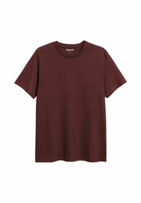Bordeaux korte mouw t-shirt van katoen. Heeft een ronde hals en een losse pasvorm. Gladde textuur zonder zichtbare patronen of accenten.