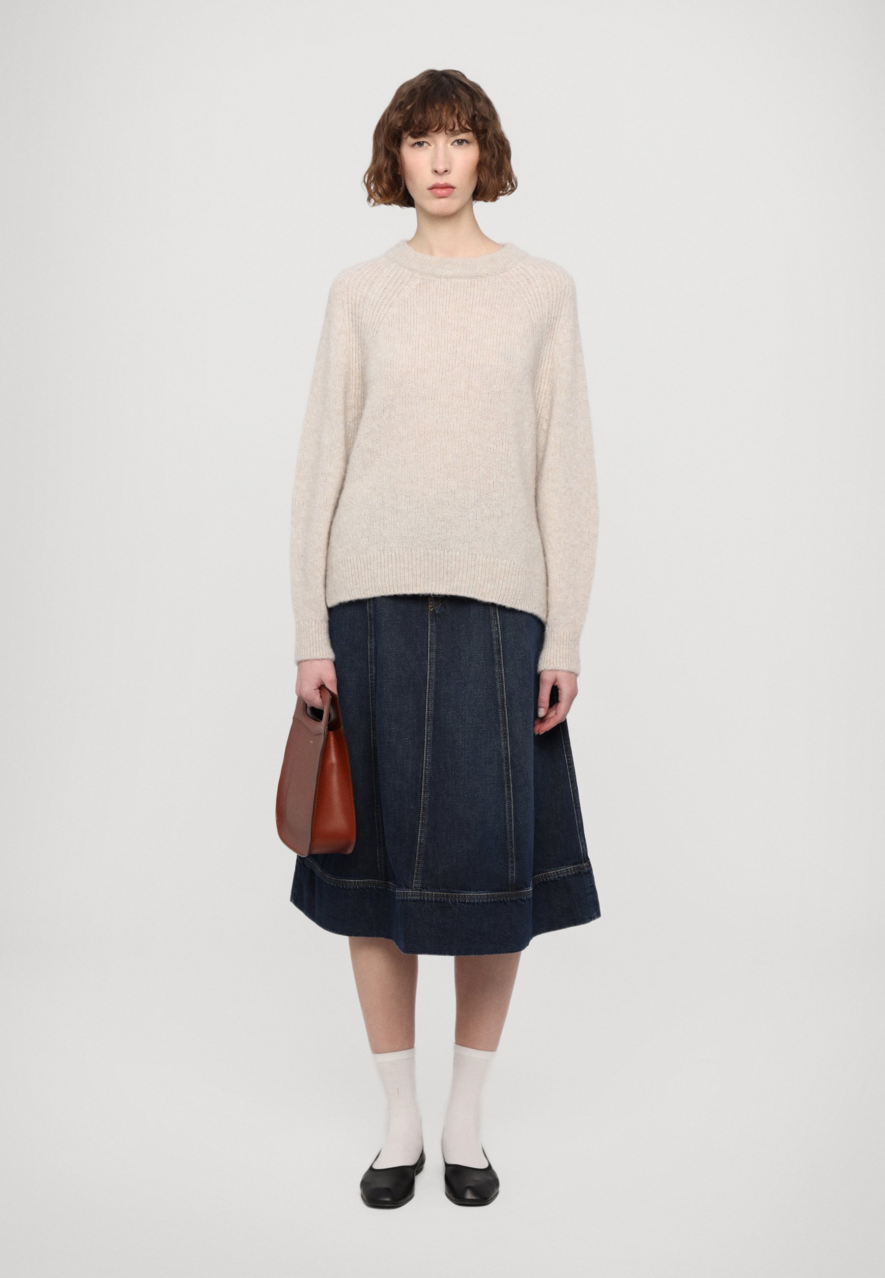 売れ筋商品|||クローズド ニット&セーター レディース アウター CREW NECK LONG SLEEVE - Jumper - stone beige Women's Casual Woven Threaded Crewneck Solid Long Sleeve Rib