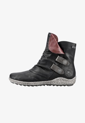 Cowboy/biker ankle boot - black-old silver-wine