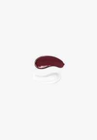 Due campioni di crema cosmetica su sfondo bianco: uno lucido color bordeaux intenso, uno gel trasparente con bolle.