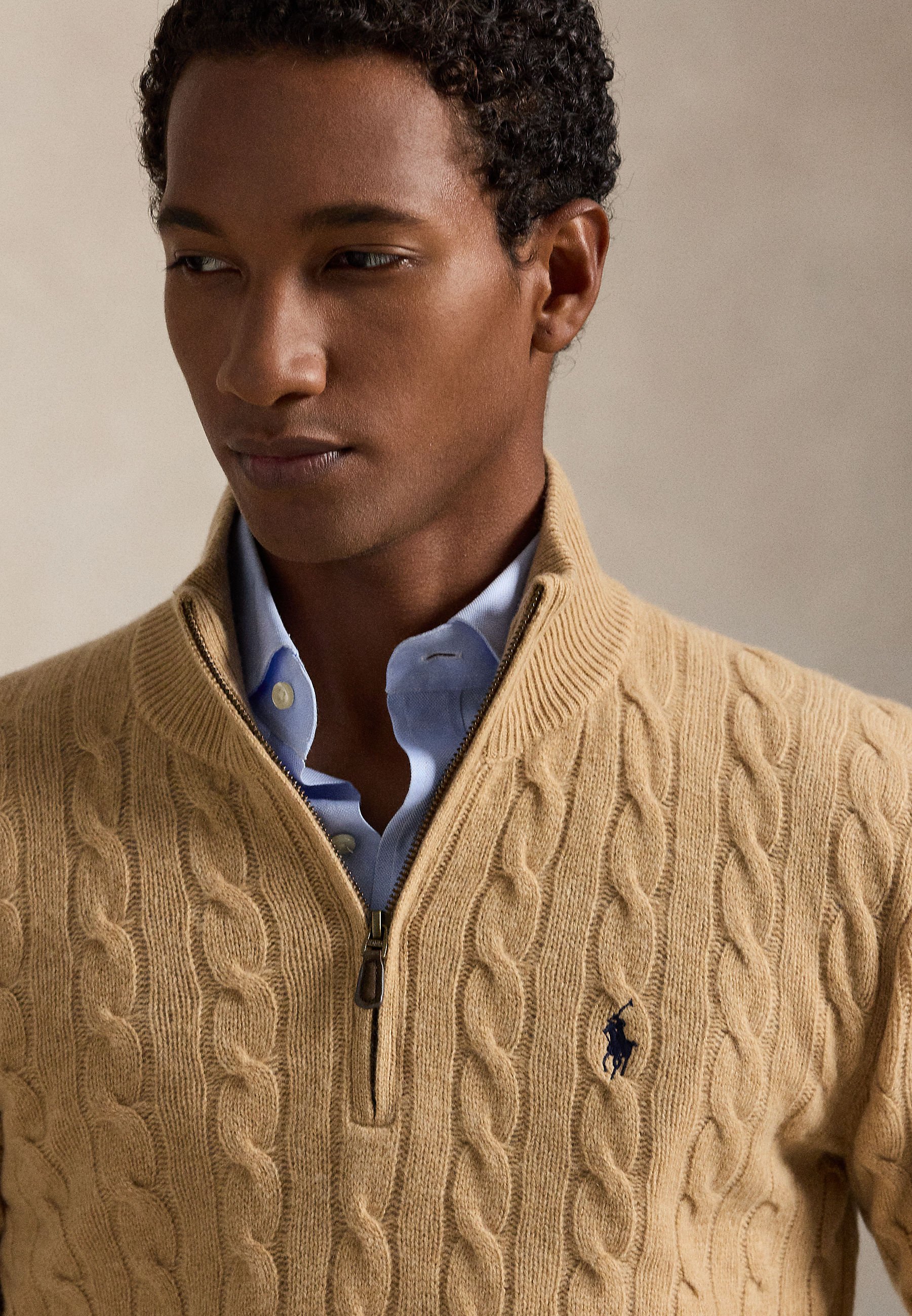 Polo Ralph Lauren CABLE-KNIT QUARTER-ZIP SWEATER - Jumper - camel