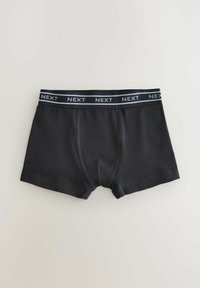 Boxers noirs pour hommes avec une ceinture élastique de marque portant l'inscription « NEXT » en lettres blanches.