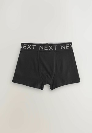 Zwarte katoenen boxershorts met een brede elastische tailleband waarop de merknaam "NEXT" in het grijs is weergegeven. Beschikt over gestikte naden en een snug fit.
