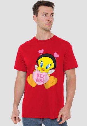 Cotton Soul, LOONEY TUNES VALENTINE'S DAY TWEETY BEE MINE - Print T-shirt - red
