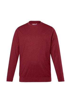 Maglietta a maniche lunghe color bordeaux realizzata in tessuto morbido, con scollo a girocollo, polsini a costine e un logo discreto sul petto.