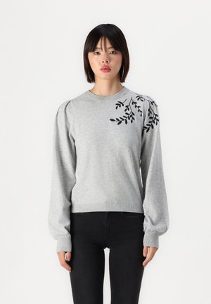 Object OBJTHESS EMBROIDERY PULLOVER - Pullover - light grey melange