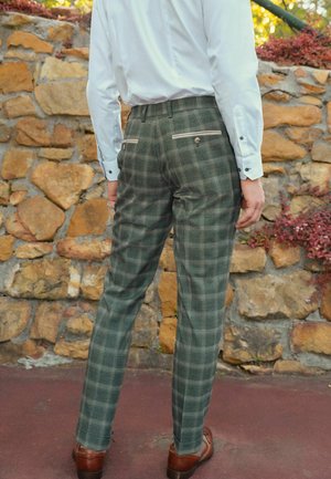 SLIM FIT CHECK TRIMMED - Suit trousers - green