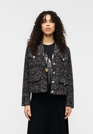 BUTTON FRONT JACKET UTILITY POCKETS - Blazer - black/shiny silver-coloured