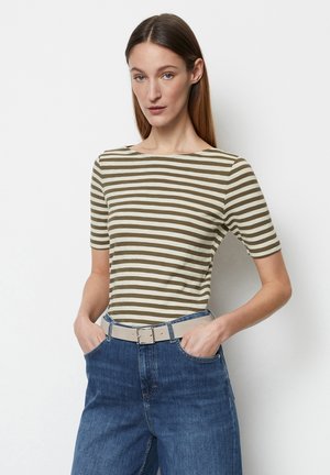 Marc O'Polo BOAT NECK STRIPED - Μπλουζάκι με στάμπα - multi  milky brown