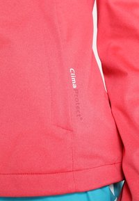 Red fleece jacket with a smooth texture, featuring an embroidered "ClimaProtect" logo on the side, with subtle seam detailing.