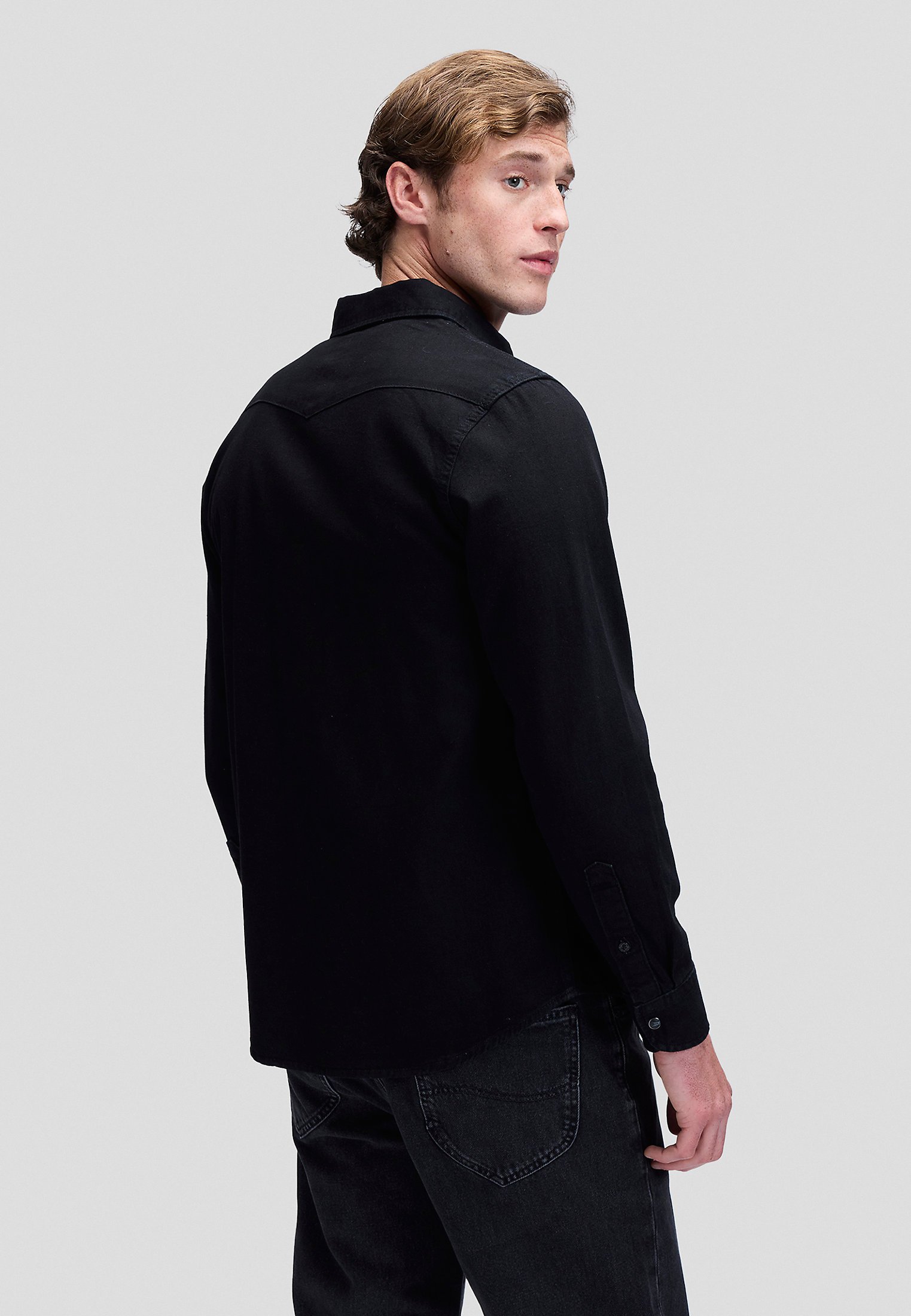 Lee REGULAR WESTERN - Overhemd - black/zwart denim/blackdenim