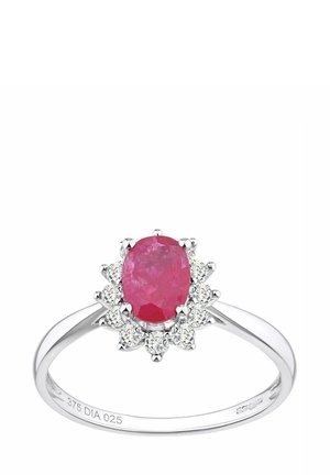 ROUND BRILLIANT RUBY AND DIAMOND OVAL CLUSTER  - Žiedas - white gold-coloured