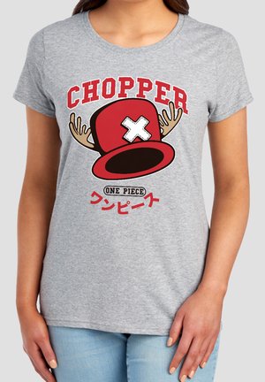 NETFLIX, ONE PIECE CHOPPER HAT COLLEGIC - Print T-shirt - mottled light grey
