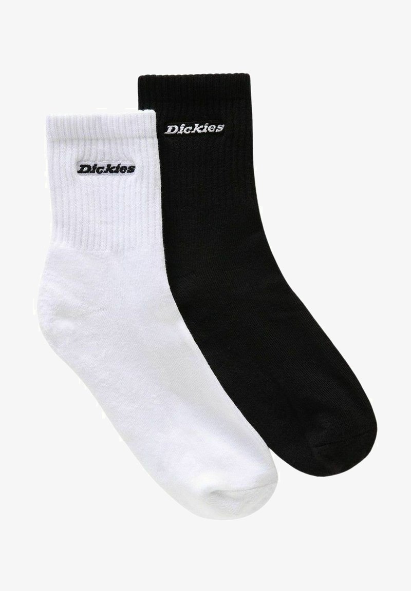 Crew-Socken in Schwarz und Weiß, aus Baumwollmischung. Mit gerippten Bündchen und gesticktem "Dickies"-Logo auf jeder Socke.