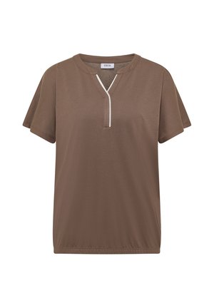 Cecil, T-SHIRT MIT SPLIT NECK IN UNIFARBE - Basic T-shirt - urban taupe