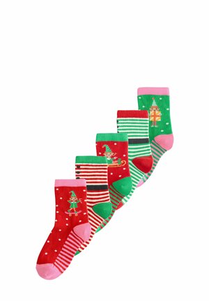 Next, RICH CHRISTMAS ELF ANKLE 5 PACK - Sokid - red/green