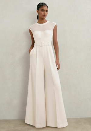 REGULAR FIT - ALBA WIDE-LEG BELTED - Salopetă - ivory