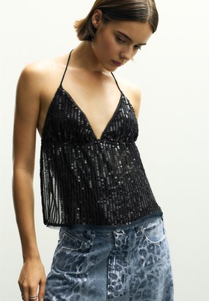 SEQUIN OPEN BACK - Top - black