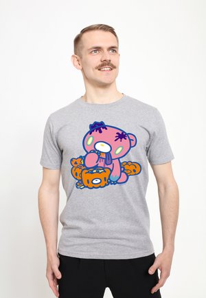 Henry Tiger, GLOOMY BEAR THE NAUGHTY GRIZZLY HALLOWEEN EATING PUMPKINS - Triko s potiskem - sport grey
