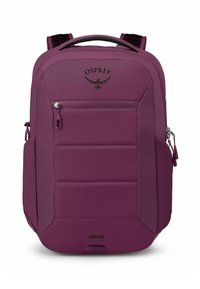 Sac à dos Osprey Ozone en violet profond, avec un panneau avant rembourré, deux compartiments zippés et des bretelles en mesh.