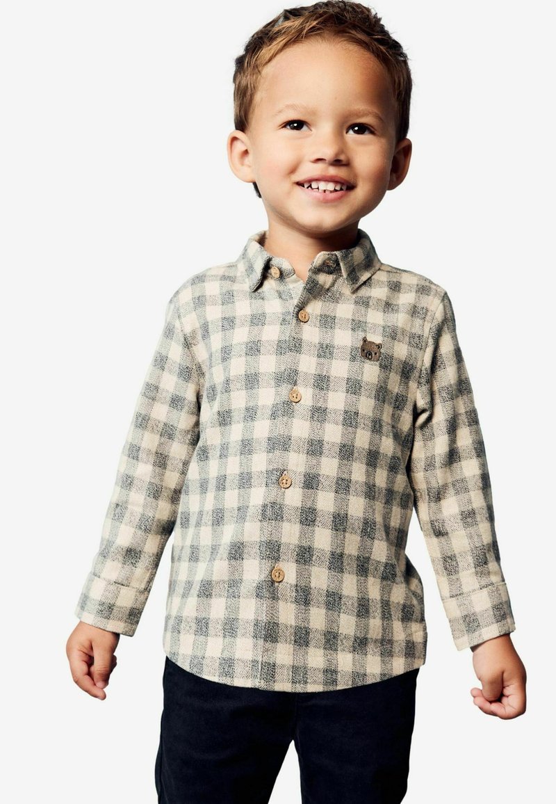 Next Vapaa-ajan kauluspaita - neutral grey scandi check character
