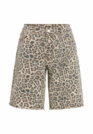 VILA, JEANSSHORTS VITAILY LEOPRINT - Short en jean - beige