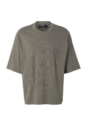 FAVELA, BIG OLD F FABRIC PATCH T-SHIRT - T-shirt imprimé - brown washed