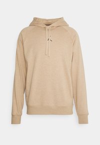 Sweat à capuche beige à manches longues avec poche kangourou à l'avant, capuche réglable avec cordon et poignets et ourlet côtelés.