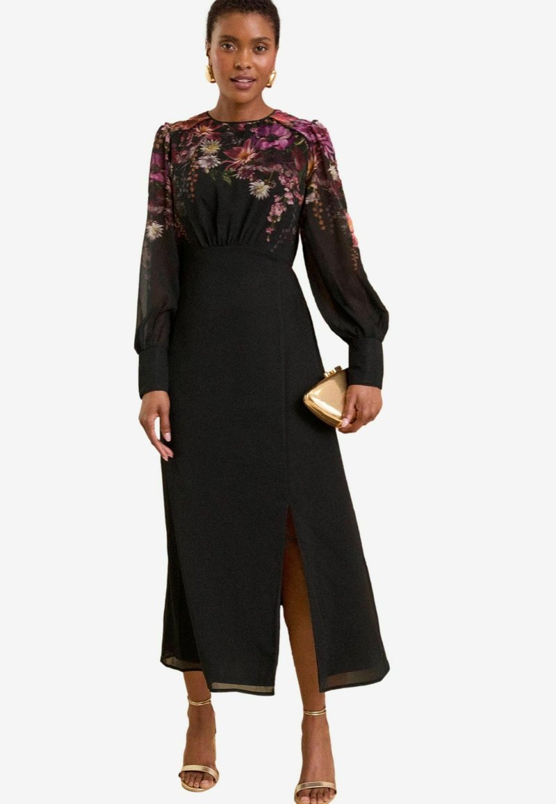 Love & Roses PLACEMENT FLORAL - REGULAR FIT - Nappali ruha - black