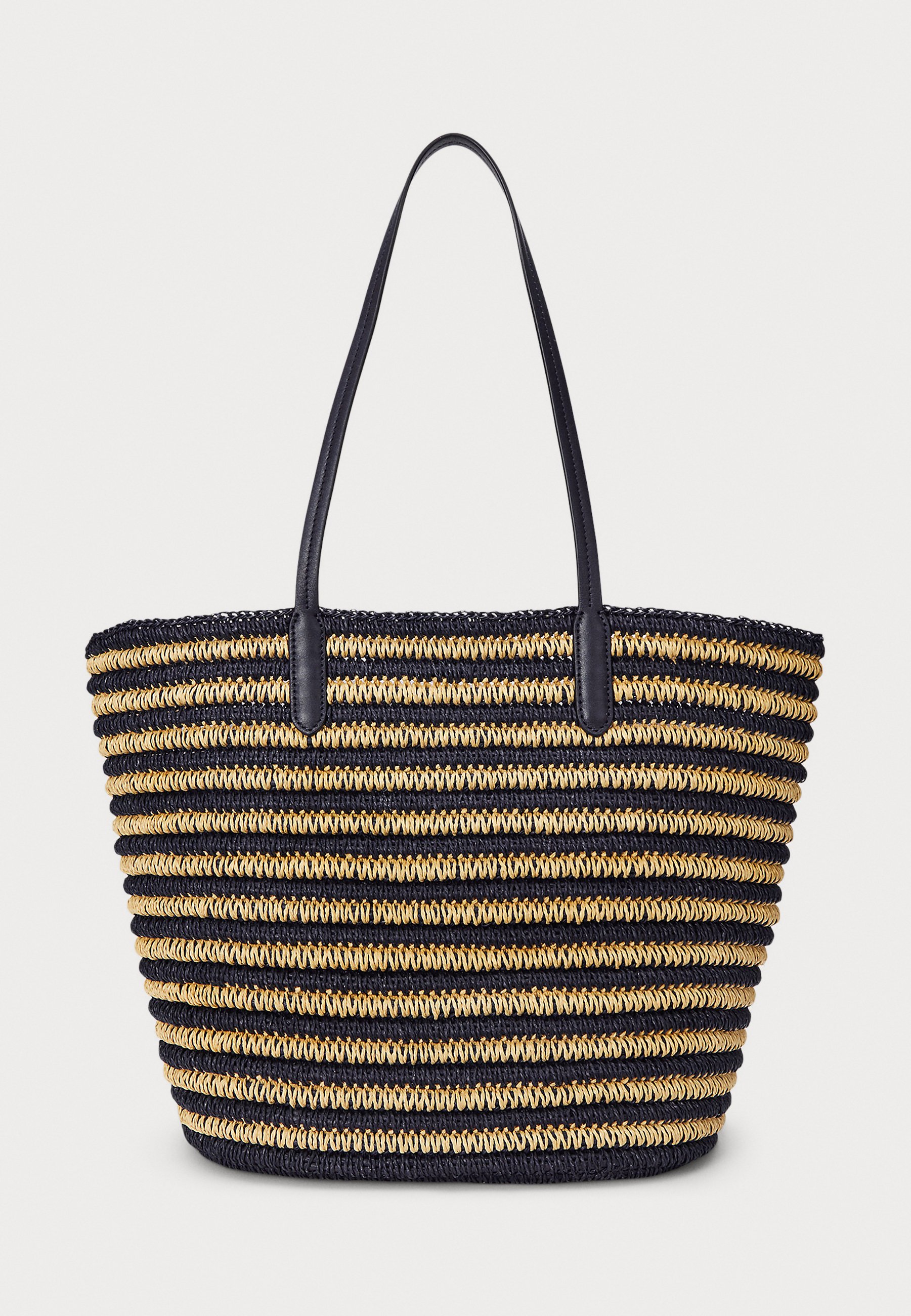 LAUREN RALPH LAUREN ラルフ STRIPED STRAW LARGE BRIE トート Lauren Ralph Lauren Brie Large Striped Straw Tote Bag