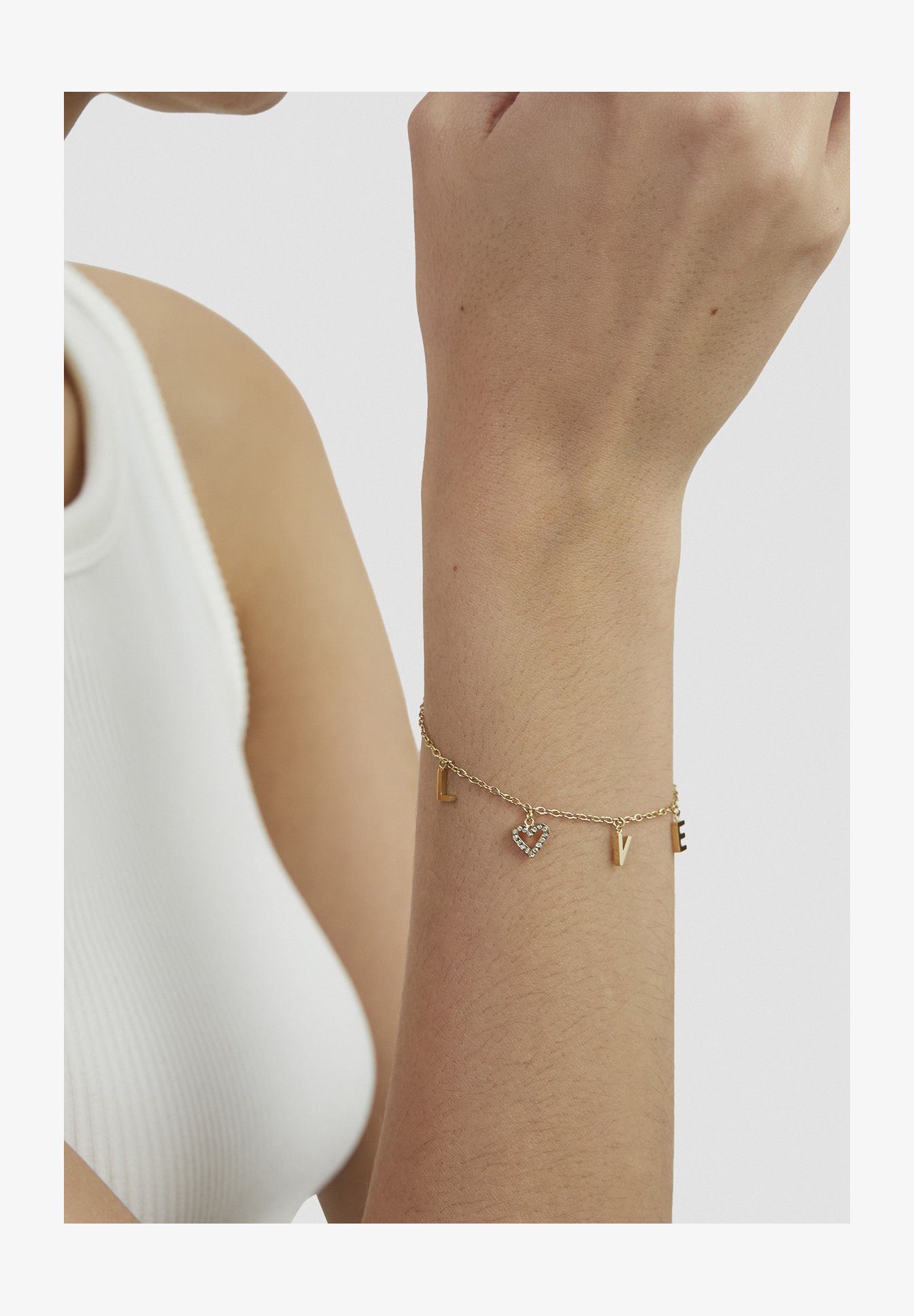 Tamaris Bracciale Esclusivo Con Ciondolo A Cuore - Acciaio Inossidabile Nero Lucido, Pietre Di Vetro, 21 Cm, Regalo Donna