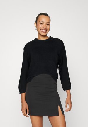 Vero Moda VMLEFILE O NECK BUTTON - Jersey de punto - black