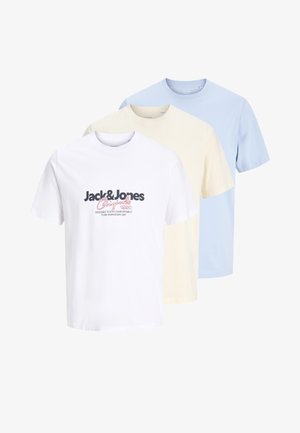 Jack & Jones, JORCASSIS TEE CREW NECK 3 PACK - T-shirt imprimé - antique white/bright white/blue